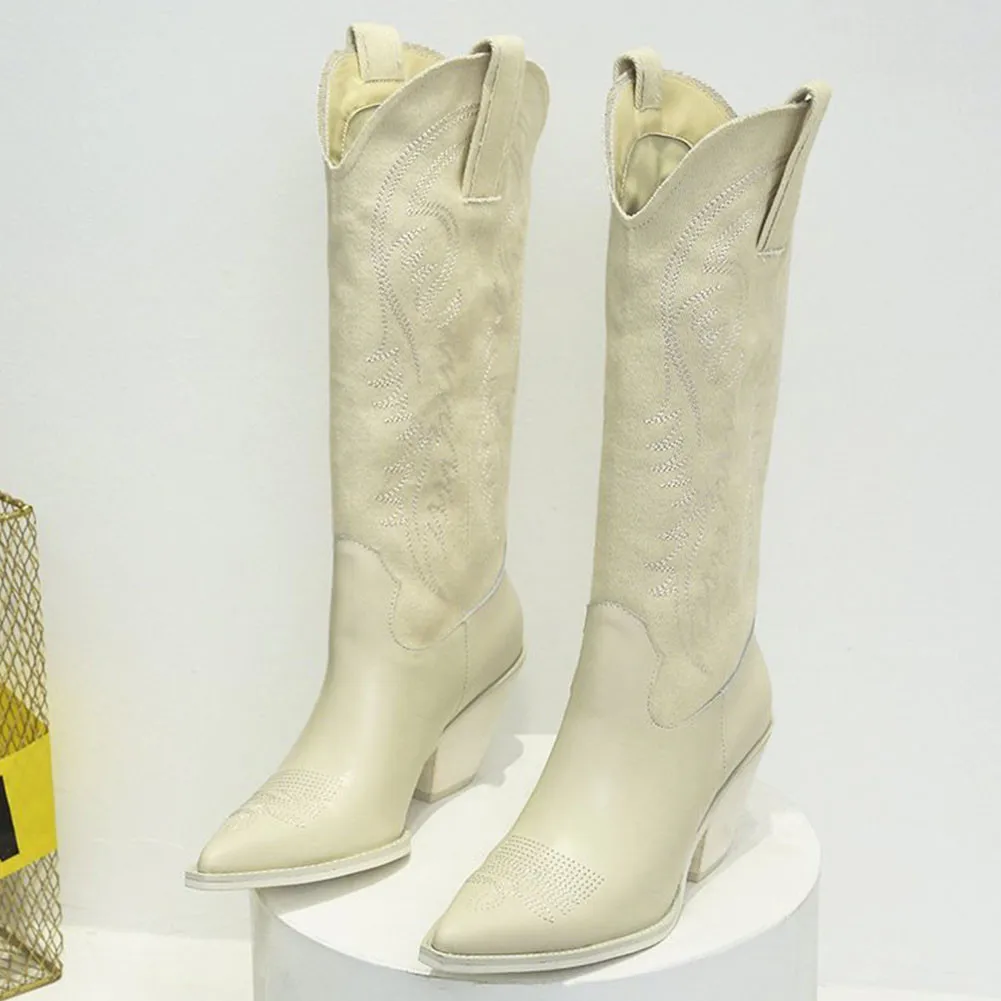 

DORATASIA New Fashion Female Sewing Mid Calf Boots 2020 Autumn Chunky High Heels Boots Women Pointed Toe Party Shoes Woman