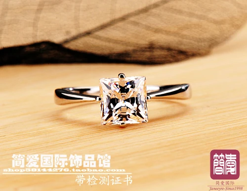 1ct Принцесса Cut лучшее качество серебряный камень Обручальное кольцо