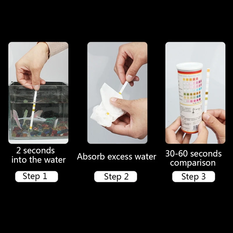 

50 Pcs 7 in 1 Aquarium Test Strip Fish Tank Test Kit Accurate Result for PH Nitrite Nitrate Chlorine Alkalinity Hardness L69B