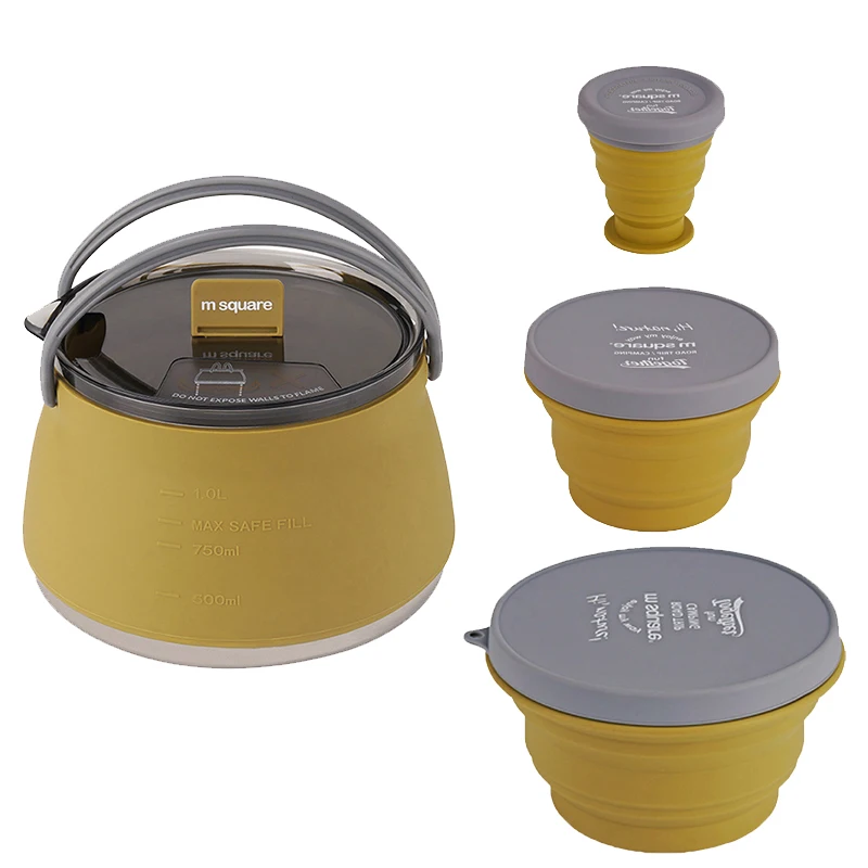 

Portable Coffee Tea Cup for Field Camping Outdoor Camping Hiking Backpacking Camping Tableware Silicone Folding Kettle Tableware