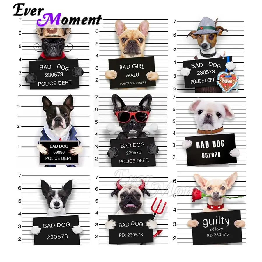 

Ever Moment Diamond Painting Handmade Animal Dog Flower Kit Crossing Diamond Mosaic Embroidery Art DIY Full Square Round ASF2073