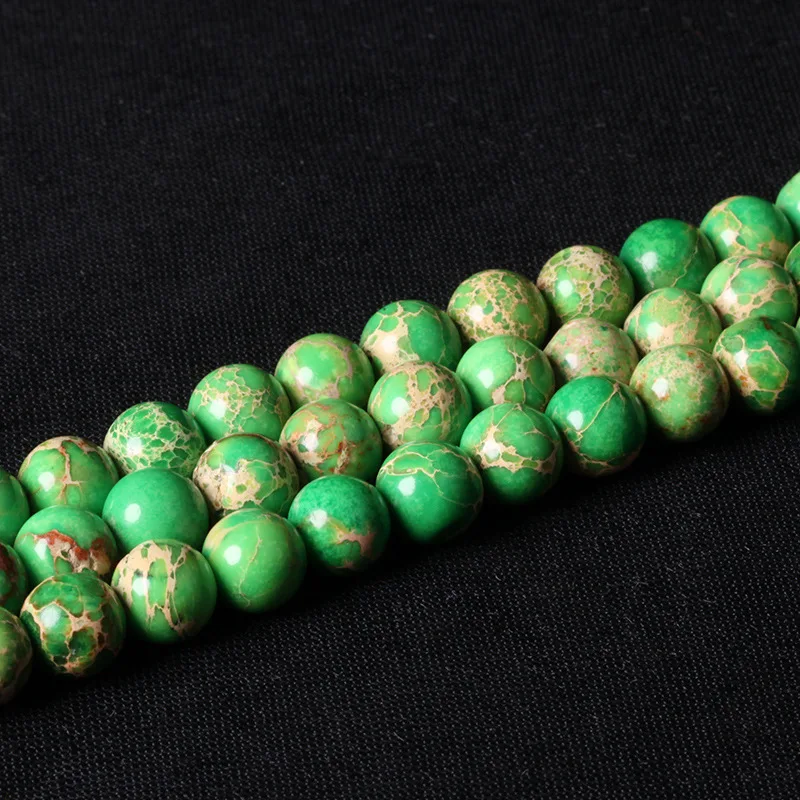 Candy green OMHXZJ 4 6 8 10 12 мм натуральный камень озеро голубое море бирюза император яшма круглые бусины ZZ31 - Цвет: Candy green