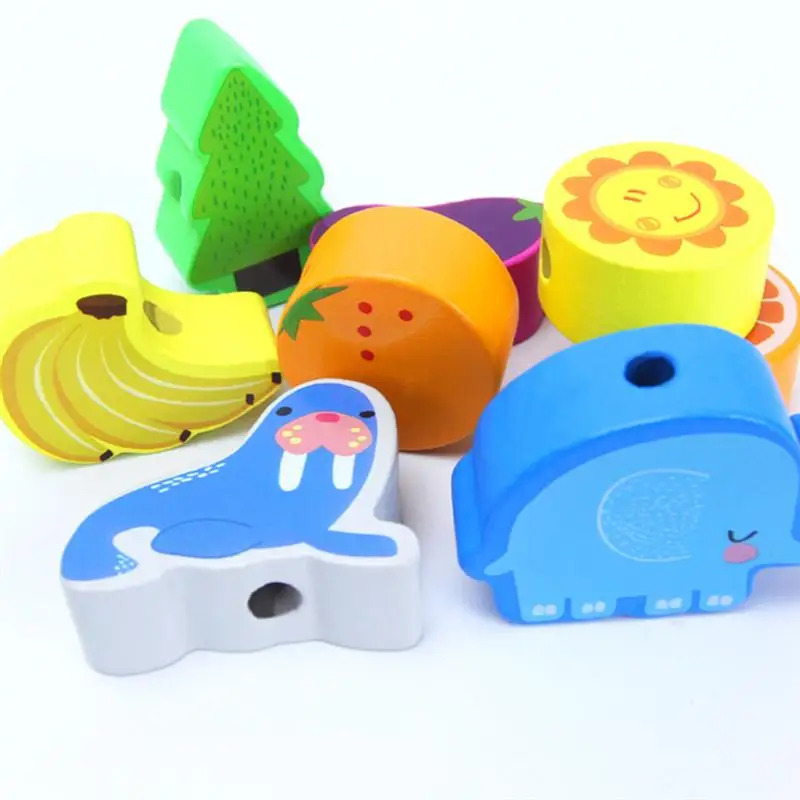 

1 Set/42pcs Wooden Beading Toy String Threading Beads Toy Kids Educational Toy