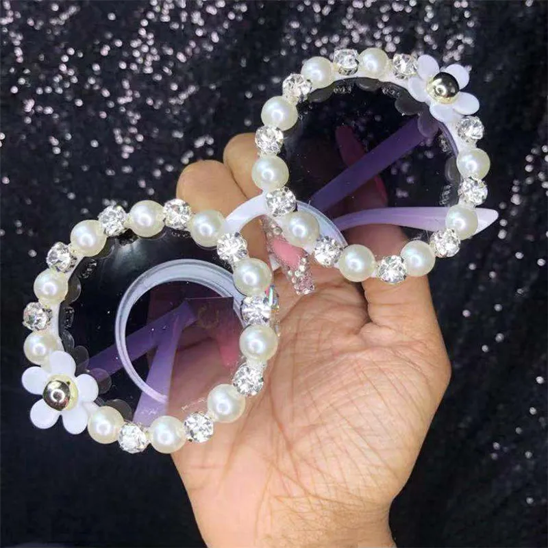 Женские винтажные солнцезащитные очки роскошные круглые в стиле ретро с цветком