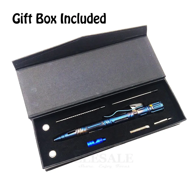 

8 in 1 Hollow multi-function tactical pen Multi-purpose self-defense pen anti-wolf alarm women self defense EDC tool weapon