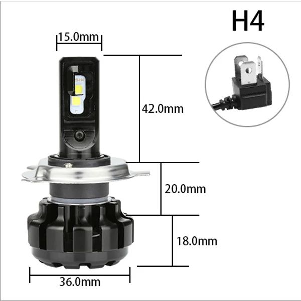 Zdata H4 светодиодный HB2 9003 ZES светодиодный фонарь для фар, лампа Canbus, 12000LM 6000K 100 Вт 12 В, Автомобильный светодиодный налобный фонарь - Цвет: 6000k white