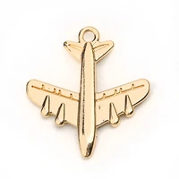 airplane charms zinc based alloy travel pendants gold color 22mm x 20mm for diy necklace jewelry handmade making 2 pcs