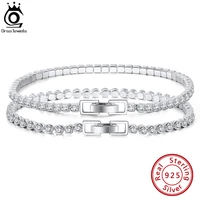 orsa jewels stunning men women 925 silver tennis bracelet bezel setting round cut cubic zirconia classic tennis bracelet sb115