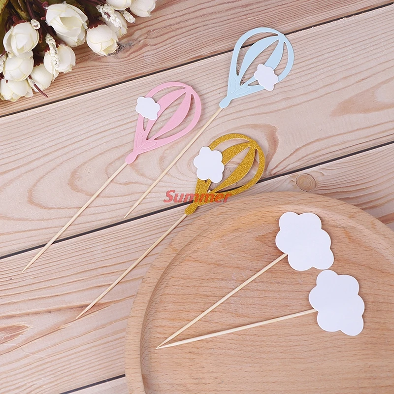 Smart Home New 5/20pcs Novelty Cloud Colorful Hot Air Balloon Topper Baby Shower For Girls Cake Toppers Party Decoration Tool