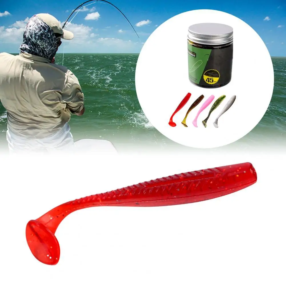 

45Pcs/Bottle Long Shot Fishing T-tail Soft Bait Artificial Lures Bionic Fish for Freshwater Seawater