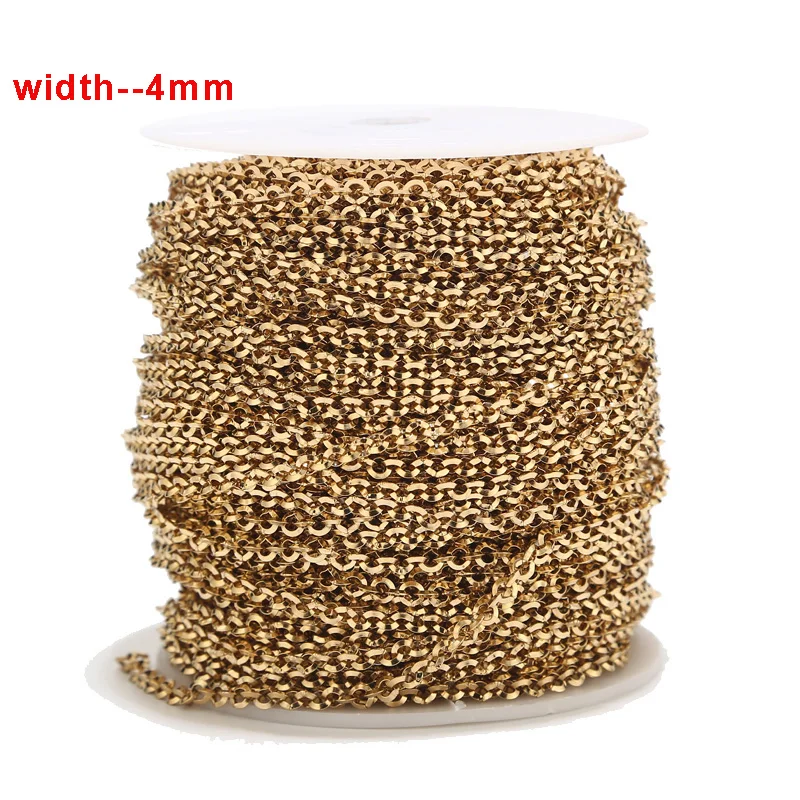 Золотые круглые цепи из нержавеющей стали 3 метра ожерелье объемный кабель