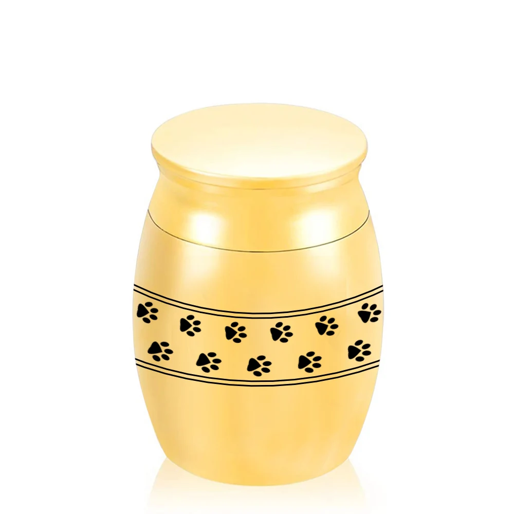 Позолоченные небольшие урны машина ля стрижки домашних животных собак кошек два шнура из следы лап в круг зола после кремации урна сувенир шкатулки человека памятного подарка Позолоченные небольшие урны машина ля стрижки домашних животных собак кошек два шнура из следы лап в круг зола после кремации урна сувенир шкатулки человека памятного подарка