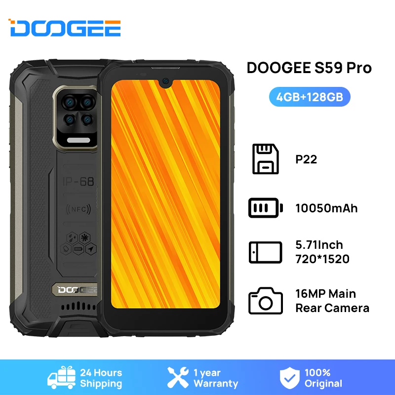 Смартфон DOOGEE S59 Pro 10050 мАч супер аккумулятор IP68 / IP69K 4 + 128 ГБ защищенный сотовый
