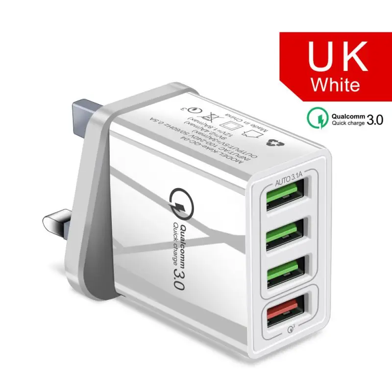 QC3.0 4 Порты и разъёмы USB Зарядное устройство быстрой зарядки стены EU/US/UK
