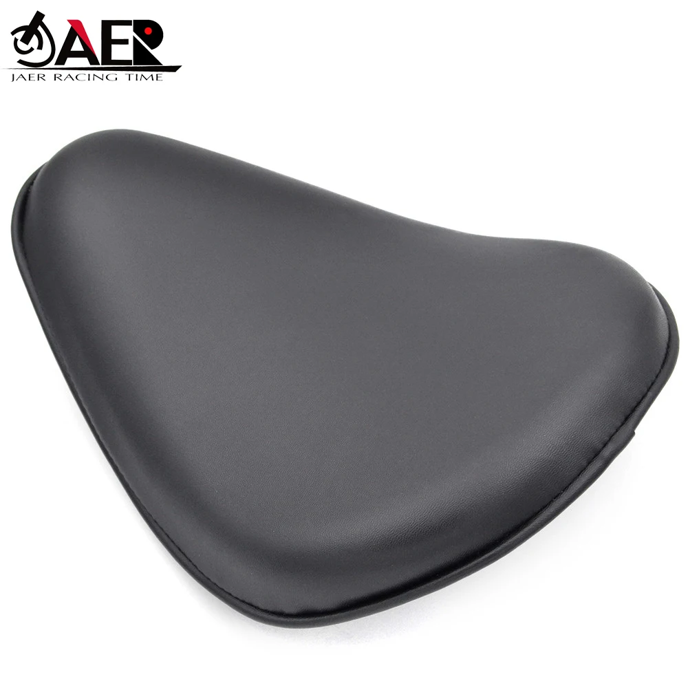 Motorcycle Black Leather Driver Solo Slim Seat Pad Flame Saddle for Harley Sportster Bobber Chopper Custom