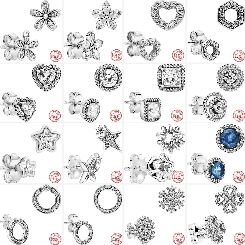 Женские серьги-гвоздики из серебра 925 пробы с фианитом |