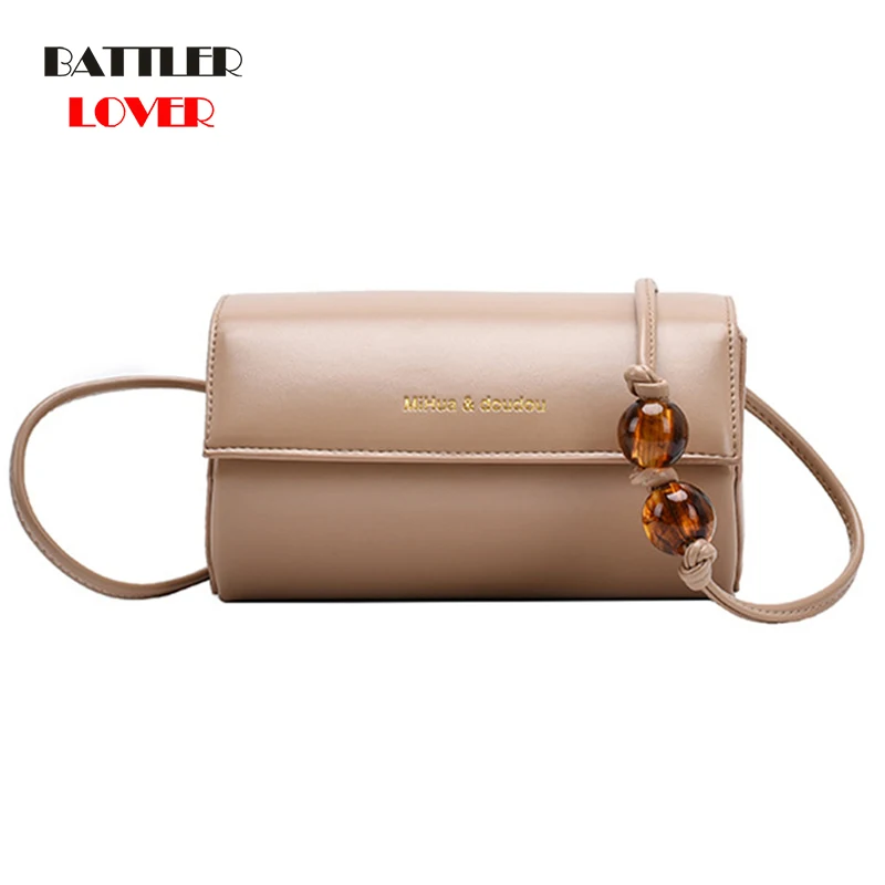 

Women Small Handbag and Purse Luxury Messenger Box Flaps Soft Leather Shoulder Bag for Female Fashion Bead Crossbody Bags Bolsas