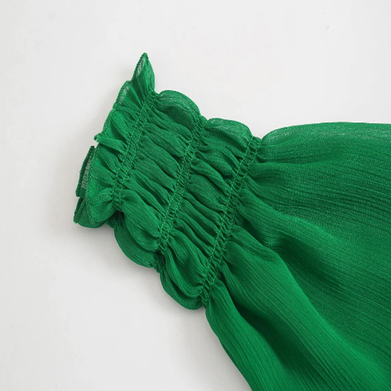 Женское элегантное платье-рубашка зеленого цвета модное длинное платье с