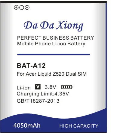 Аккумулятор Da Xiong 4050 мА/ч BAT A12 Батарея для acer liquid Z520 жидкости с двумя сим картами (P/N