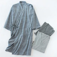 traditional solid color men pure cotton bathrobe summer japanese kimono home clothes loose cardigan yukata kimonos loose caot