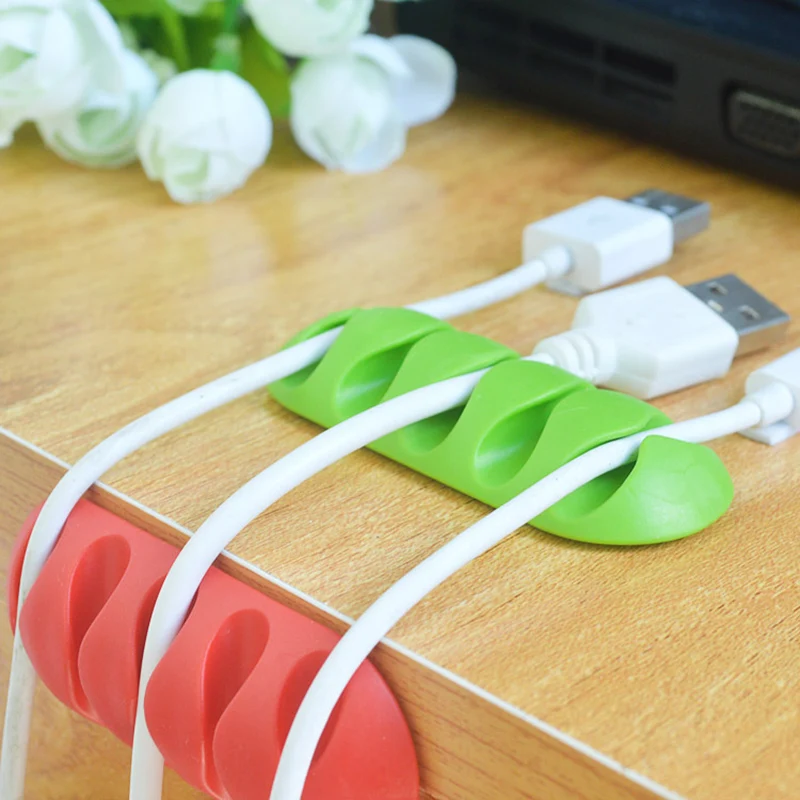 

Cable Organizer Fixer Clips USB Cable Winder Silicone Desktop Tidy Management Cable Holder for Mouse Headphone Wire Organizer