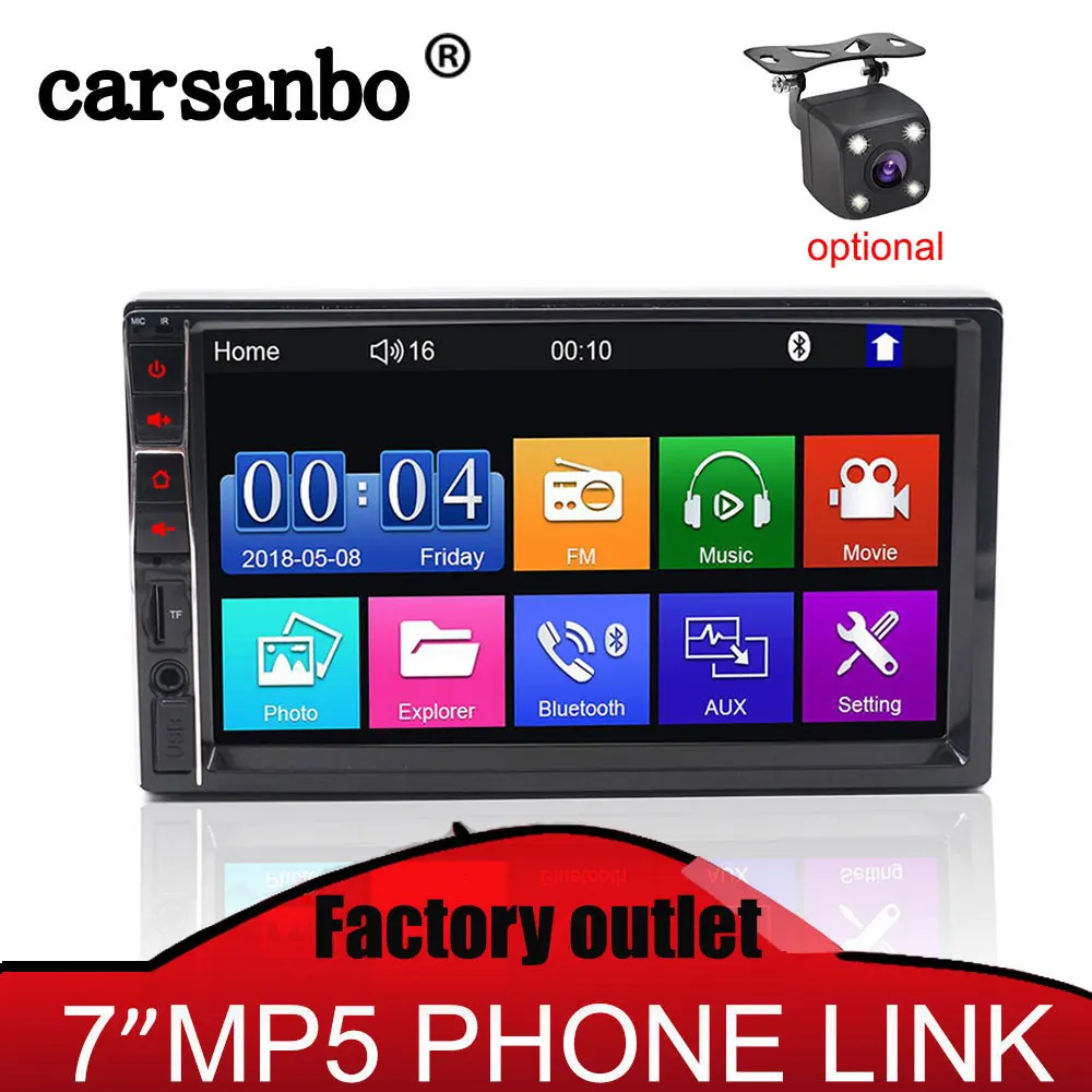 2 din автомобильное радио 7 дюймов мультимедийный MP5 плеер сенсорный экран Bluetooth USB TF