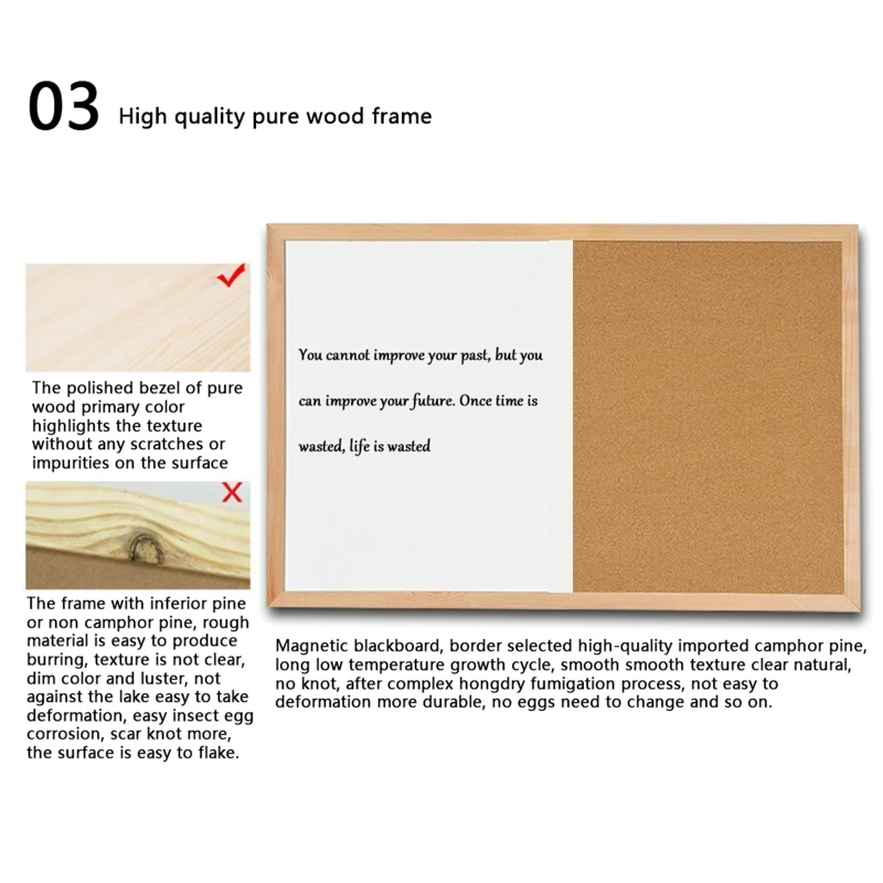 

Message Cork Board Wood Frame Whiteboard Drawing Combination Magnetic Boards 1XCB