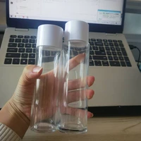 wholesale 120 ml empty glass bottle white plastic twist cap flat shoulder clear toner bottle cosmeticos refillable containers
