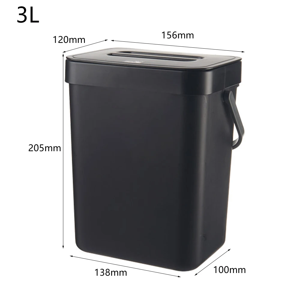 

Plastic Trash Can with Lid Wall Mounted Punch Free Garbage Bag Household Bucket for Bathroom Kitchen Cabinet