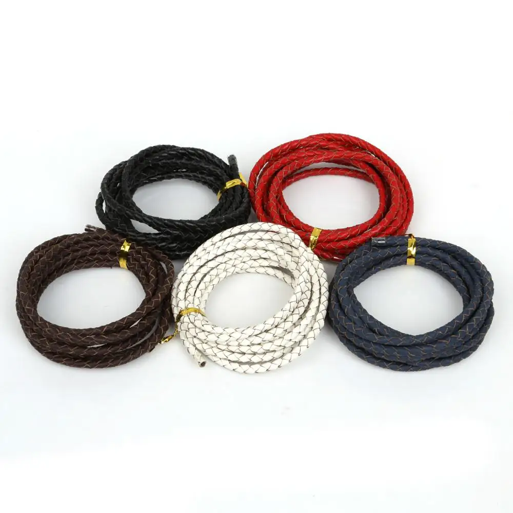 2M Dia 4mm 5 Colors Braided Genuine Lether Rope String Cord Fit Necklace Bracelet DIY Craft Making | Дом и сад