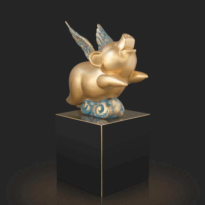 Китайская эпоксидная скульптура счастливой золотой свиньи FENGSHUI украшения для