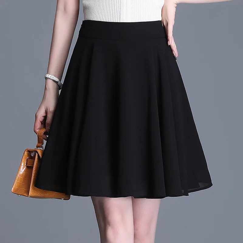 

Woman Skirt Fashion High Waist Black A-line Short Skirts 2021 Summer Women Elegant Big Swing Casual Skirt