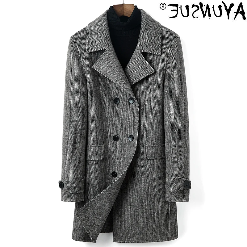 

Men's 100% Wool Long jacket, jacket and jacket, double button, spring and autumn, 2021, kj4226,