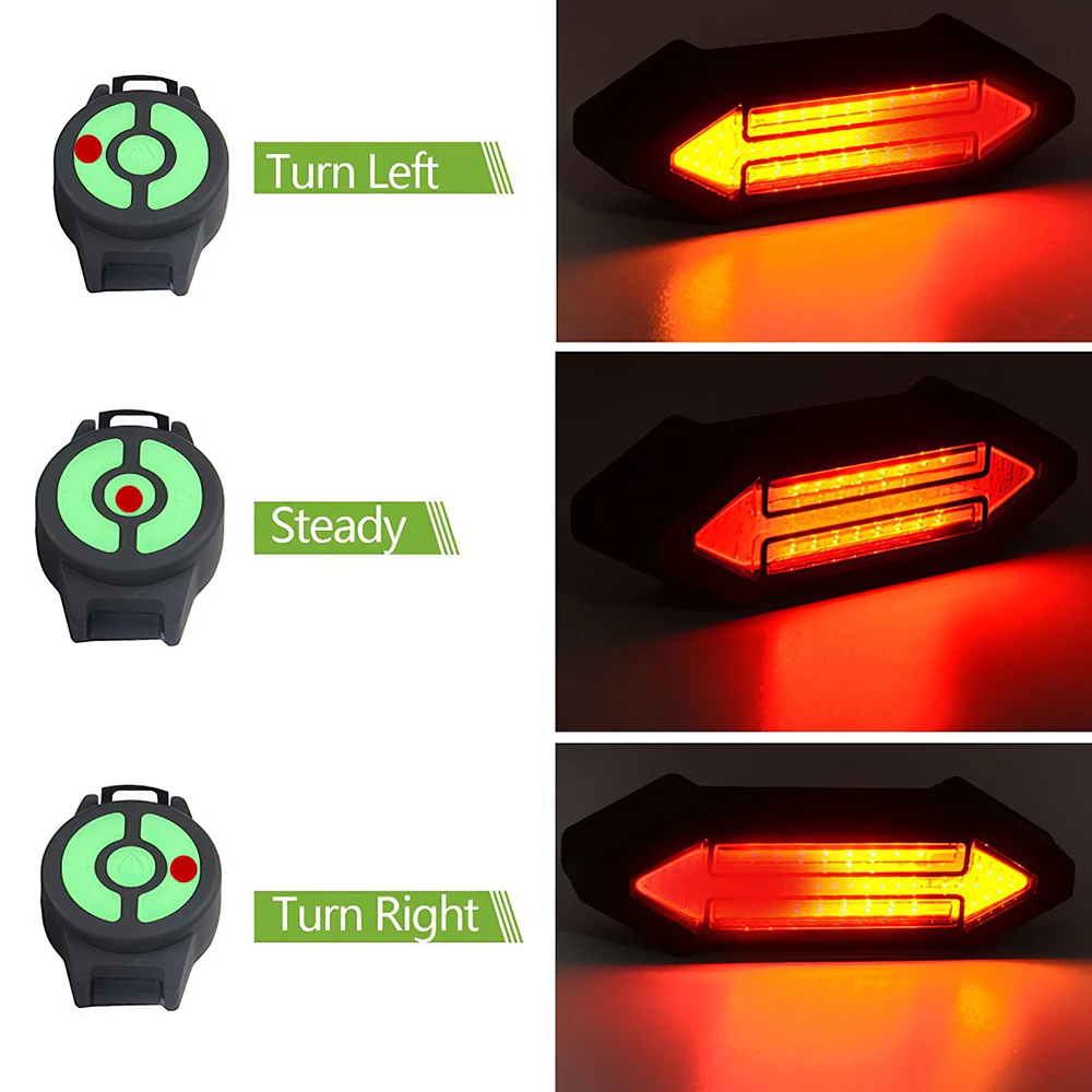

Bicycle Turn Signal Light MTB Rear Lights Bike Directional Brake Lights Cycling Taillight Lamp With Remote Controller For Night