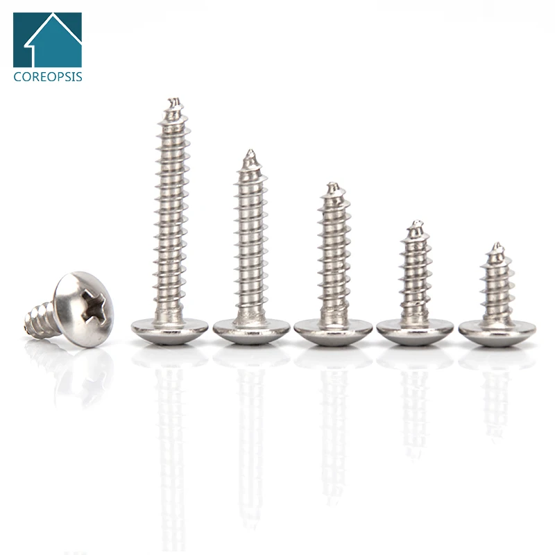 

M3 M4 M5 M6 Stainless Steel 304 Mushroom Head Hex Hexagon Socket Head Self-Tapping Screws Bolts Length 6mm-80mm
