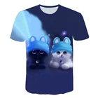 3D футболка с рисунком в виде милого кота От 4 до 14 лет для мальчиков, с короткими рукавами и рисунком изОдежда для девочек, футболки футболка для маленького мальчика, одежда на каждый день, детская одежда, футболка