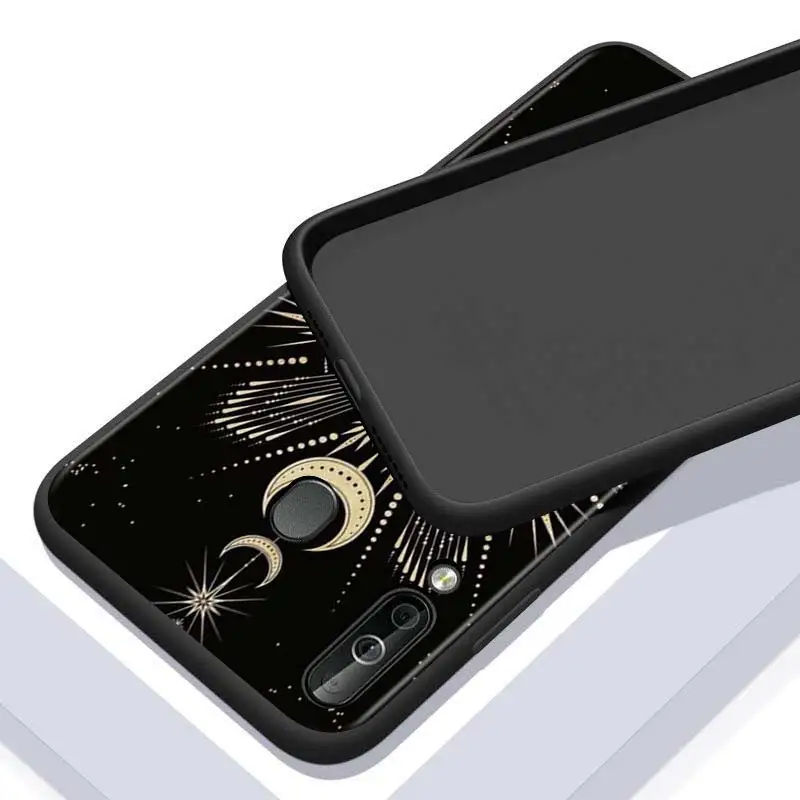 

Art Sun Flowers Snake Moon for Huawei P10 P20 Pro P30 P40 Y5 Y6 Y7 Y9 2019 Nova 7i 5T 5i 5 4e 4 3i 3e 3 Bright Black Phone Case