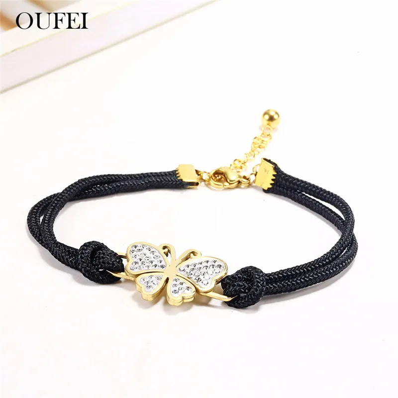 Очаровательные бриллианты OUFEI для женщин ювелирные изделия из нержавеющей стали