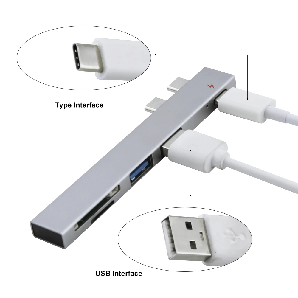 Из алюминиевого сплава с разъемом USB C концентратор SD/устройство для считывания tf