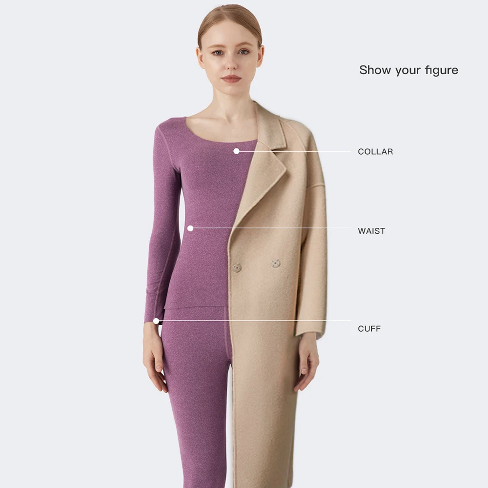

Womens Thermal Underwear Set Scoop Neck Stretch Top Bottom Set Ultra Soft Winter Seamless Warm Long Johns Set Women 2 Piece Sets