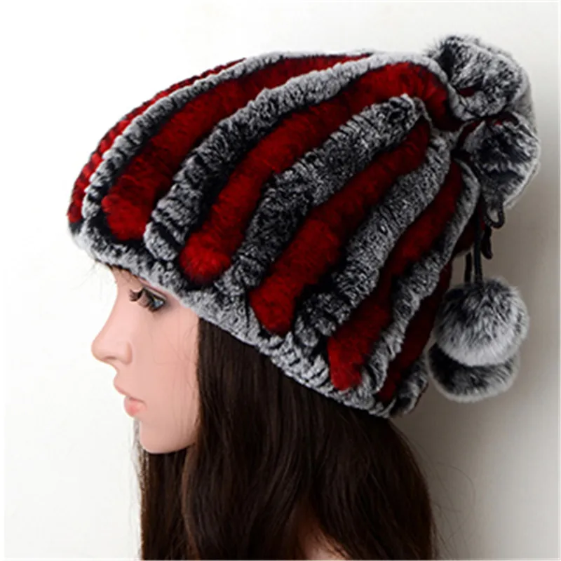Женская зимняя меховая шапка теплая из натурального меха кролика Рекс различные
