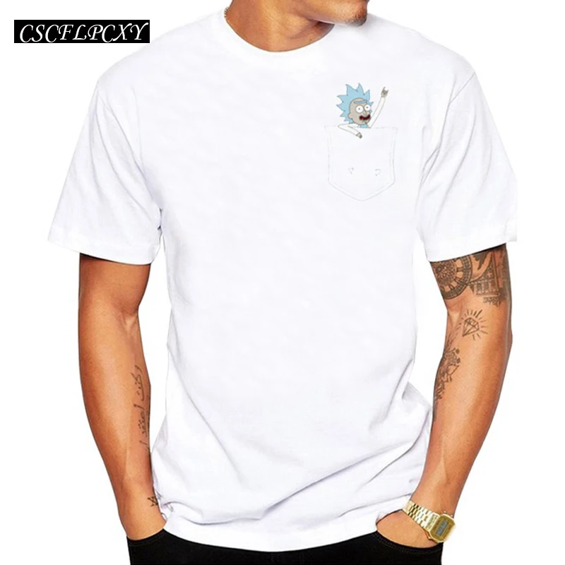 Крошечный Рик в кармане Бадди Мужская футболка с принтом короткий рукав