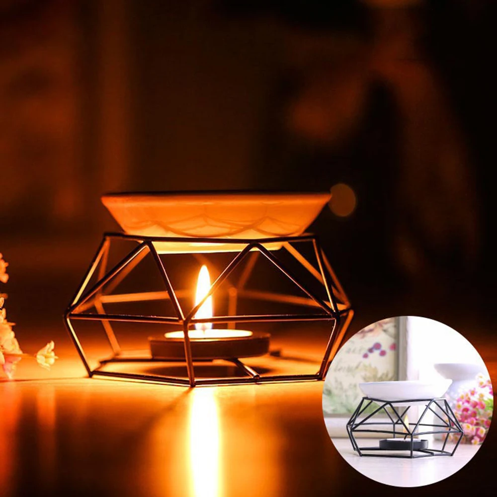 Essential Oil Burner Stainless Steel gold Aromatherapy Aroma Glass Lamp nordic Gift Crafts Home Decoration kaarsen essential oil |