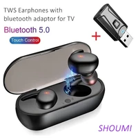 wireless earphones sports waterproof tws bluetooth earbuds usb tv adaptor use for television with mic touch control tws earpiece