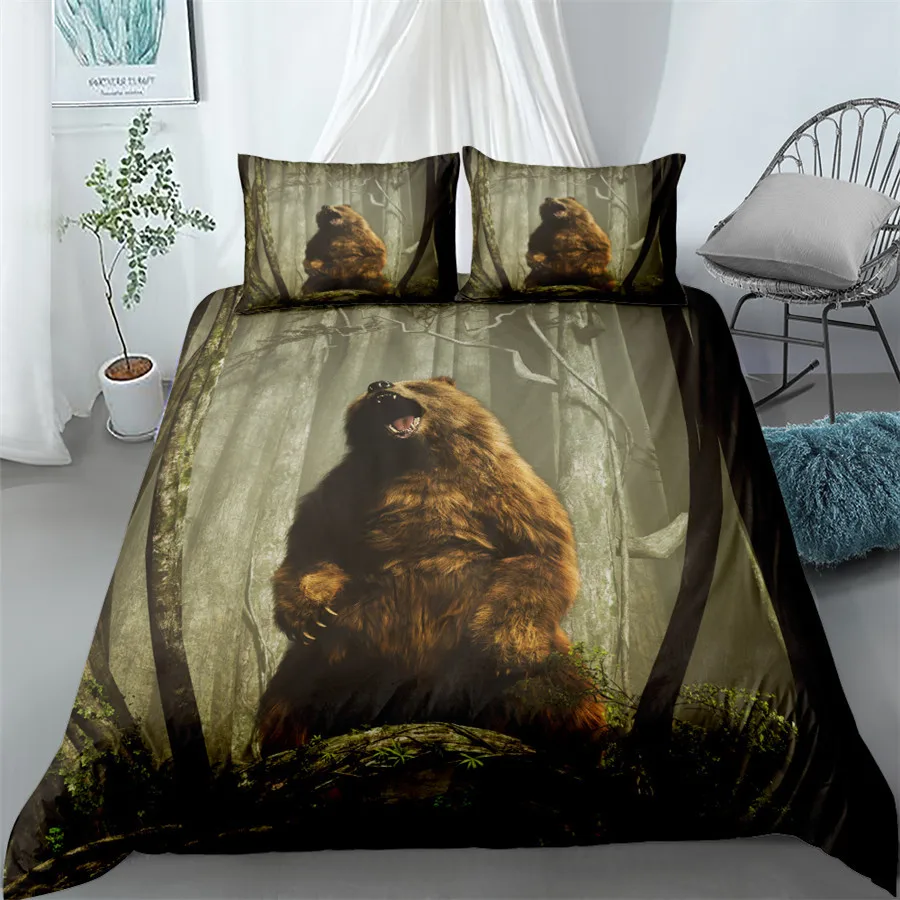 Комплект постельного белья с 3d-изображением медведя 3 шт. пододеяльник
