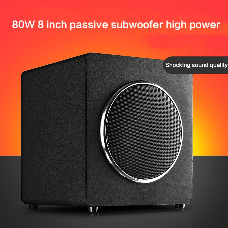 80W High Power 8 Inch Passive Subwoofer Speaker B1P Wooden Subwoofer Home Theater Speaker TV Computer Speaker 35Hz-20KHz