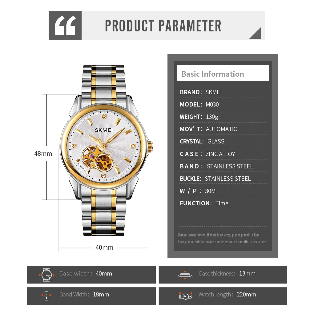 

SKMEI Automatic Mechacial Watch For Men Fashion Hollow Dial Mens Wristwatches Luminous Waterproof Hour Watches reloj hombre M030