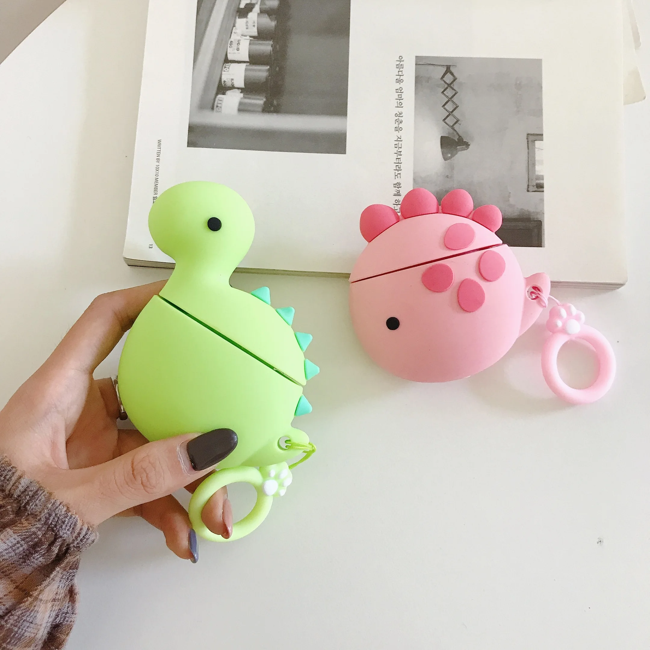 Симпатичные 3D наушники Airpod Air Pods чехол мультяшный лосось динозавр Рыба для Airpods