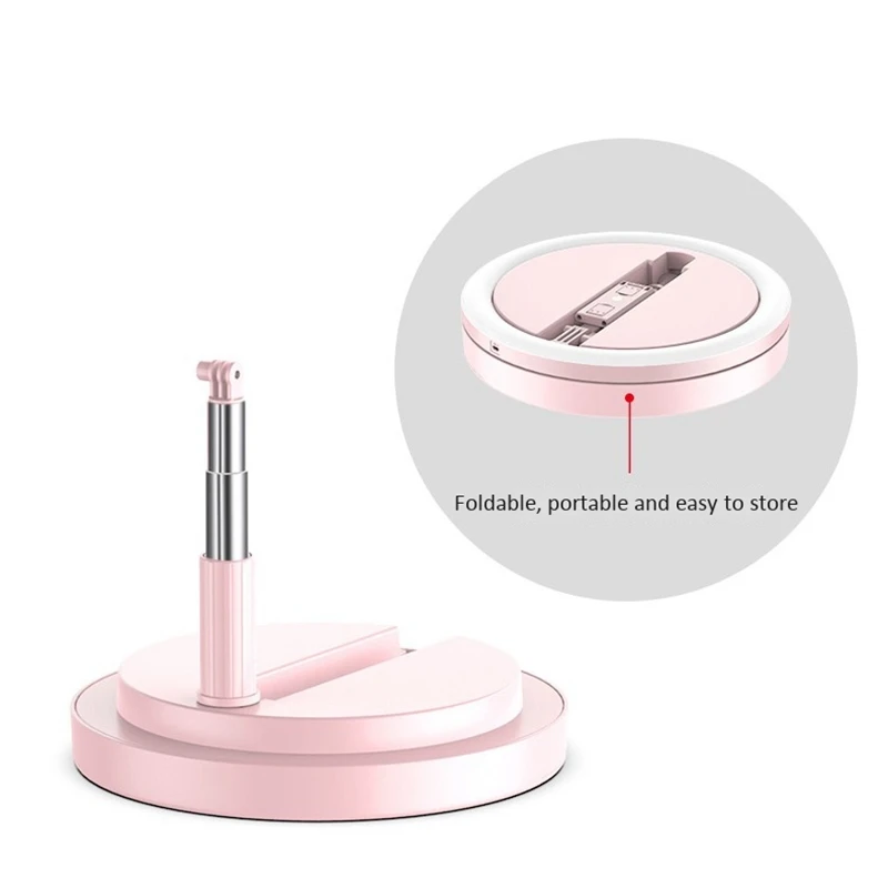 

11.4Inch Foldable LED Fill Light Bracket Selfie Ring Light with Phone Clip Up to 5.58Ft for Live Streaming Makeup YouTube Video