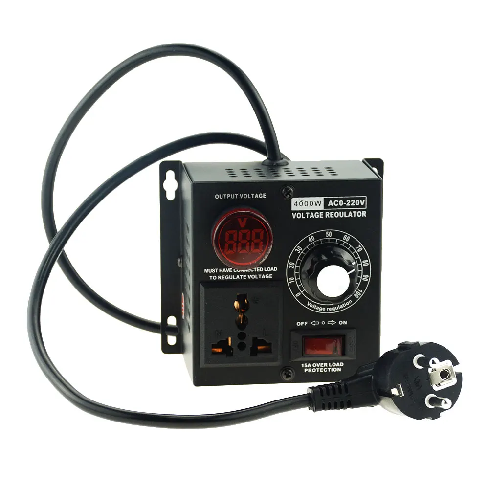Plugue da ue ac 220v 4000w Scr Regulador de Tensão Eletrônico Temperatura Controlador Velocidade do Motor Dimmer Ferramenta Elétrica Ajustável Peças Reguladores de tensão/estabilizadores